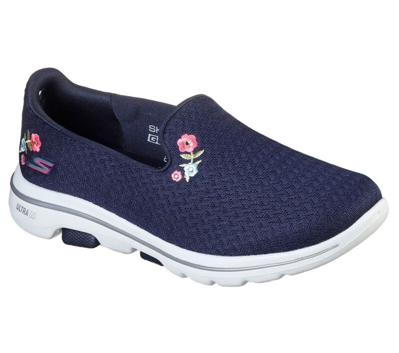 Skechers Gowalk 5 - Garland - Womens Slip On Shoes Navy/White [AU-LD2312]